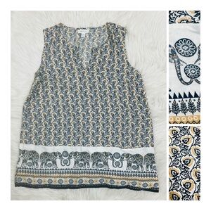 NWOT! J. Jill Sleeveless Two-Pocket 100%  Linen Sleeveless Blouse Size S